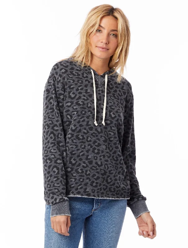 Day Off Printed Burnout French Terry Hoodie (Dark Grey Leopard)