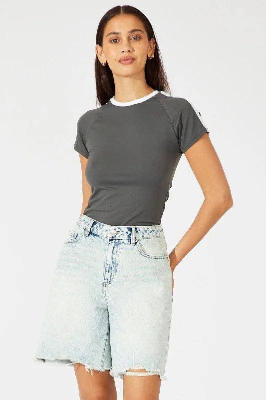 Denim Low Rise Denim Short Longline