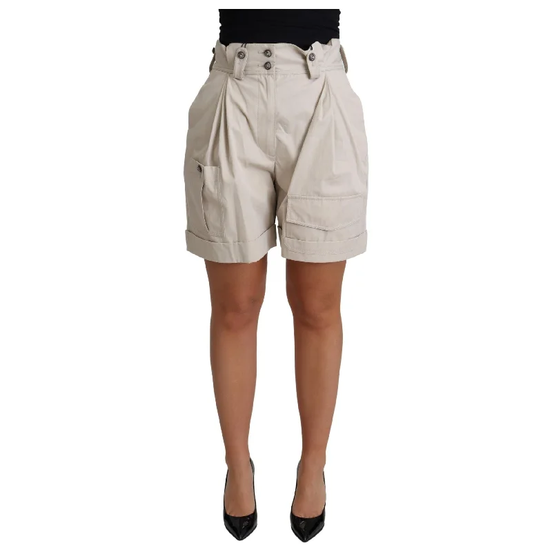 Dolce & Gabbana Chic Beige High Waist Pleated Shorts