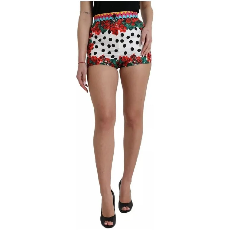 Dolce & Gabbana Multicolor Floral Polka Dot Hot Pants Shorts