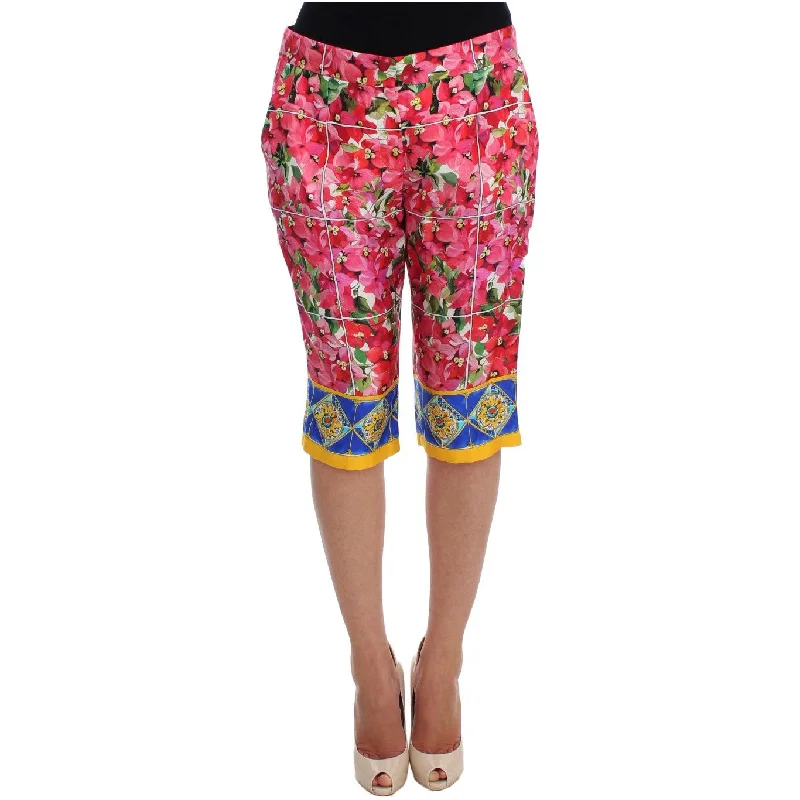 Dolce & Gabbana Multicolor Floral Silk Capri Pants