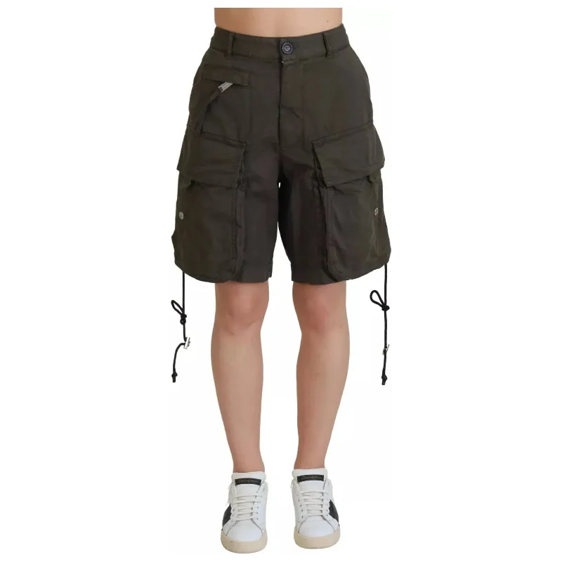 Dsquared² Green High Waist Cargo Bermuda Women Shorts