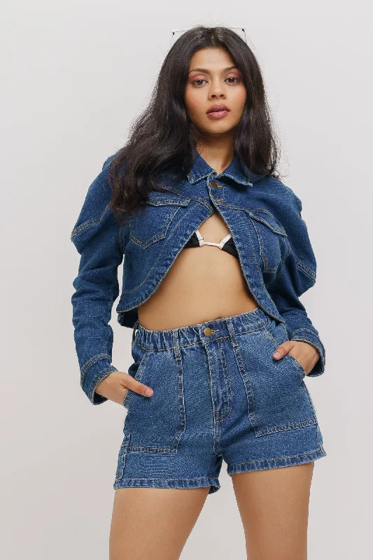 Elasticated Denim Shorts