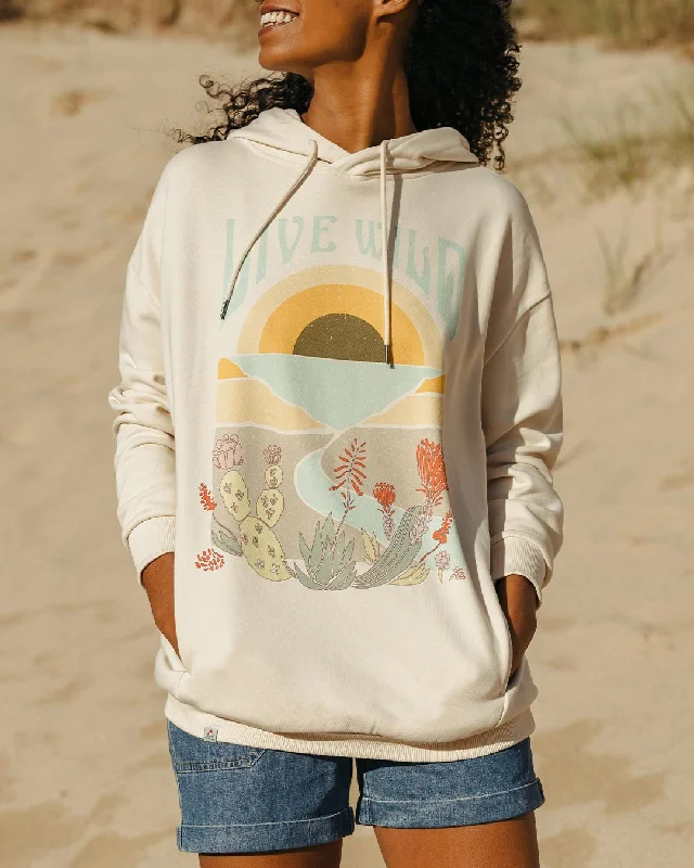 Live Wild Recycled Cotton Oversized Hoodie - Birch