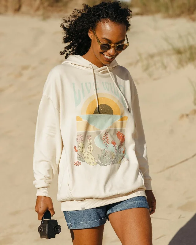 Live Wild Recycled Cotton Oversized Hoodie - Birch