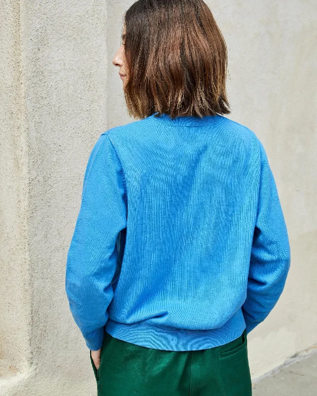 ""Masculin Féminin"" Knit Sweatshirt (Blue)