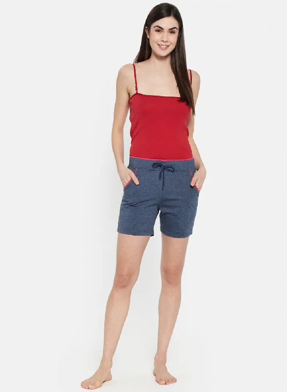 Womens Blue Plain Shorts