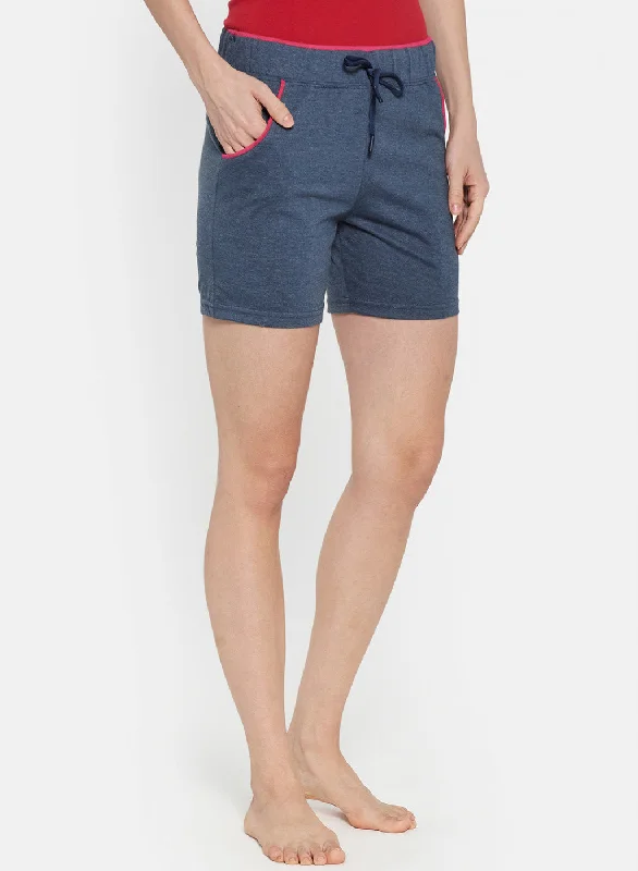 Womens Blue Plain Shorts