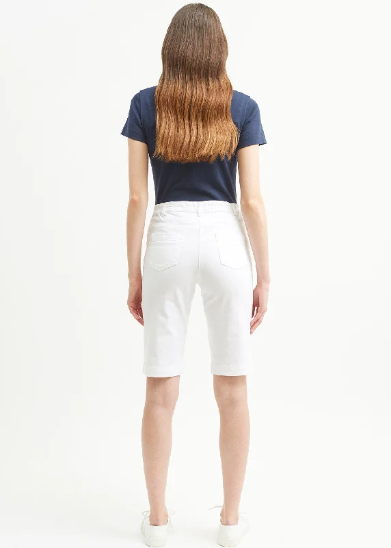 Samantha plain Bermuda shorts - in light cotton (BLANC)