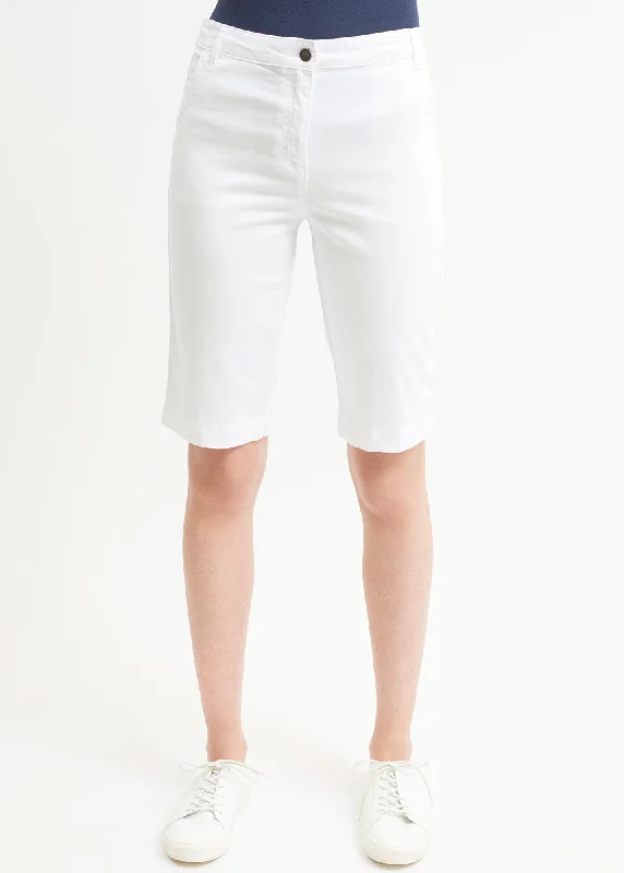 Samantha plain Bermuda shorts - in light cotton (BLANC)