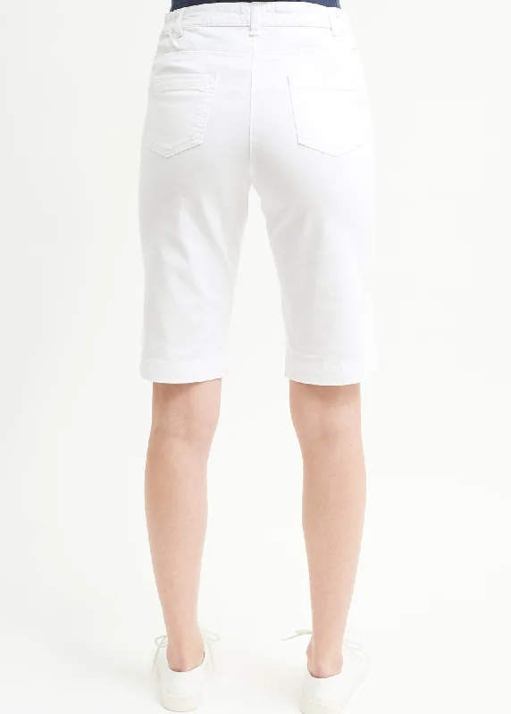 Samantha plain Bermuda shorts - in light cotton (BLANC)