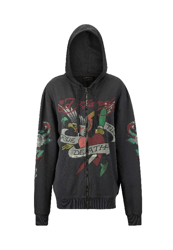 Womens True Snake Zip Through Hoodie - Charcoal