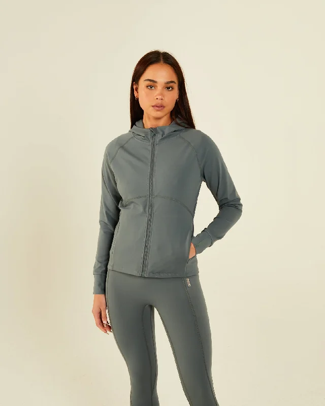 Lucie Zipper Hood Sage Grey