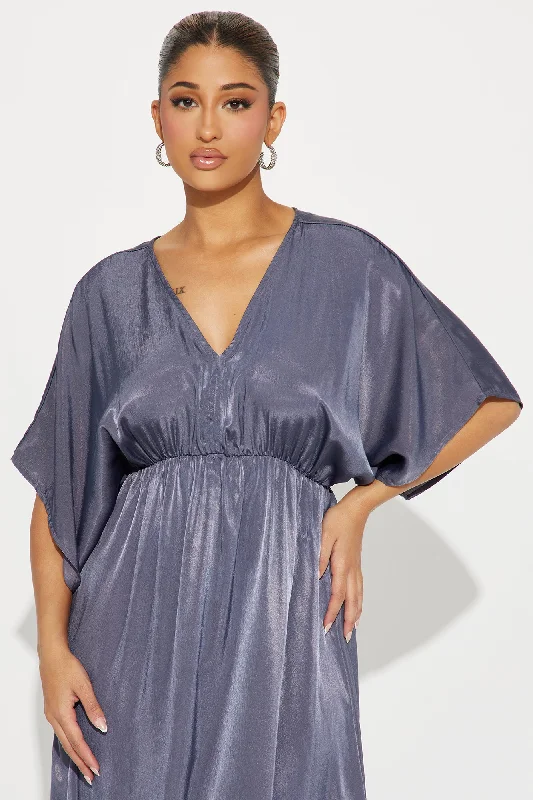 Arielle Satin Maxi Dress - Charcoal