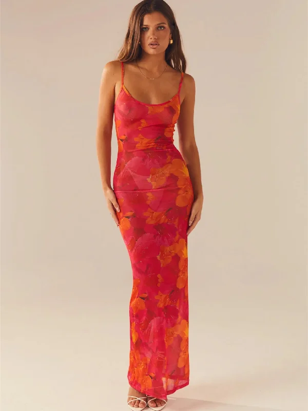 FashionSierra - Spaghetti Strap Floral Print Party Club Vintage Summer Holiday Maxi Dress