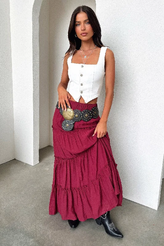 Dunne Maxi Skirt - Burgundy