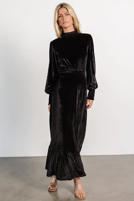 Elodie Velvet Maxi Dress | Black