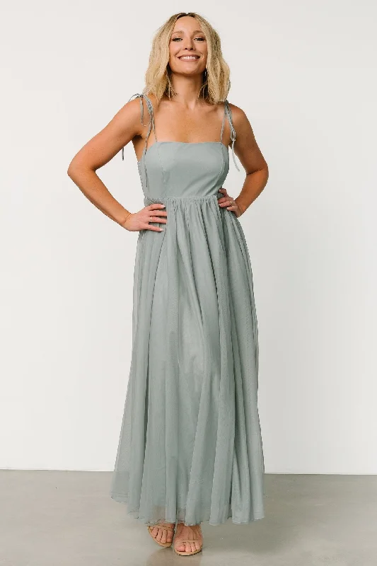 Fiona Tulle Maxi Dress | Eucalyptus