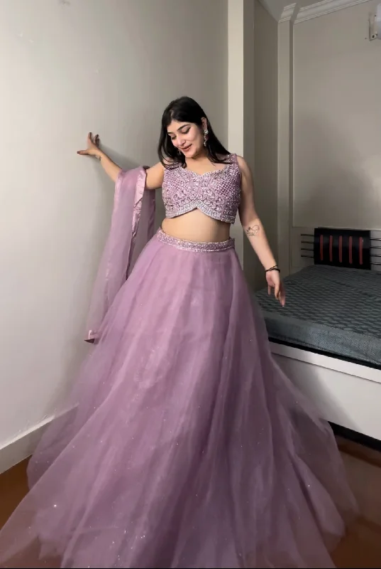 Pink net lehenga