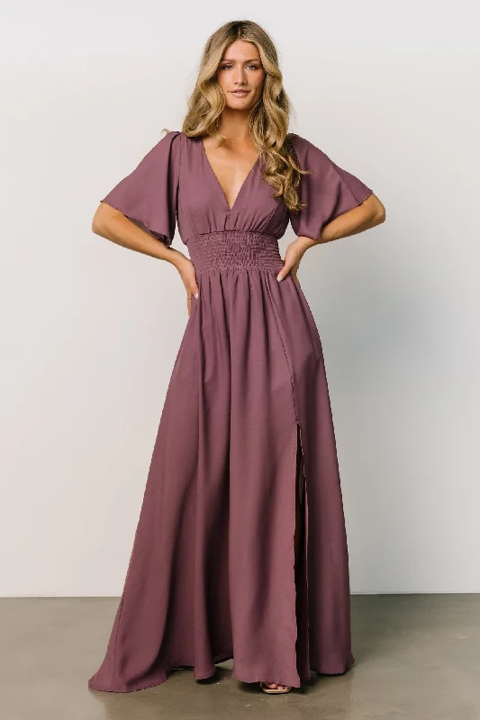 Verona Smocked Maxi Dress | Vintage Plum