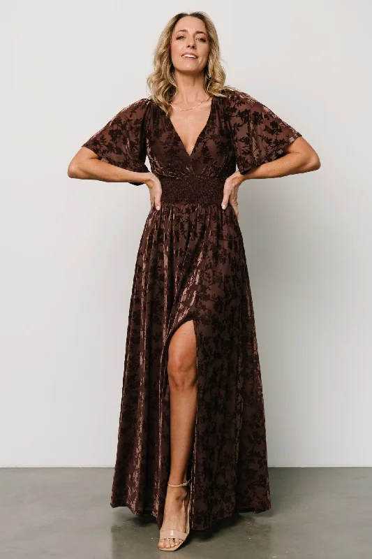 Veronica Velvet Maxi Dress | Espresso