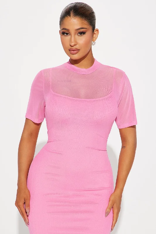 Vicky Mesh Maxi Dress - Hot Pink