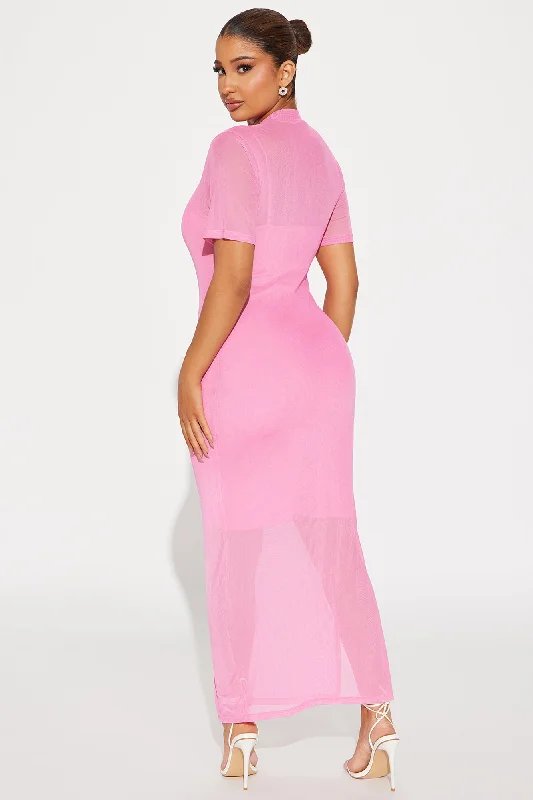 Vicky Mesh Maxi Dress - Hot Pink