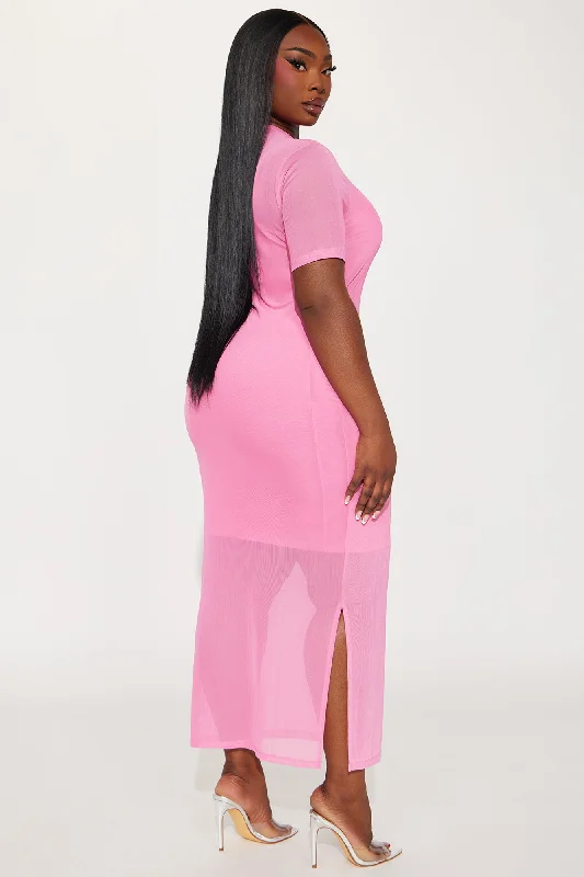 Vicky Mesh Maxi Dress - Hot Pink