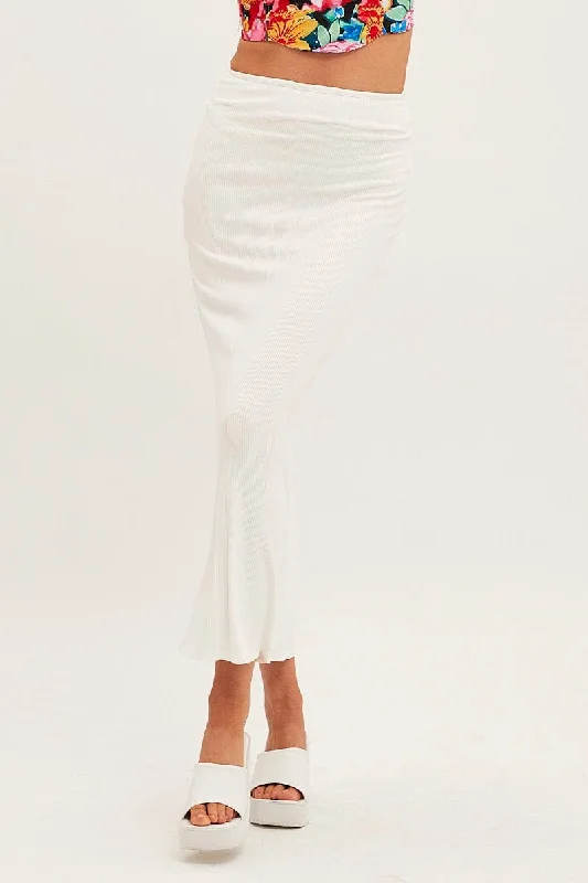 White High Waist Jersey Skinny Maxi Skirt