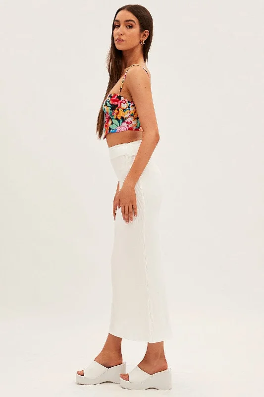 White High Waist Jersey Skinny Maxi Skirt