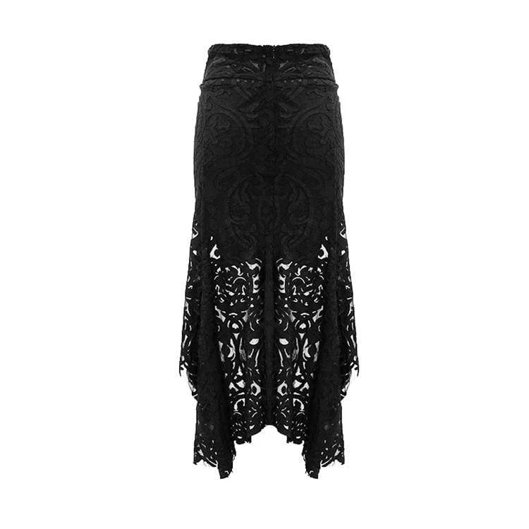 Women's Goth Floral Translucent Fishtail Skirt