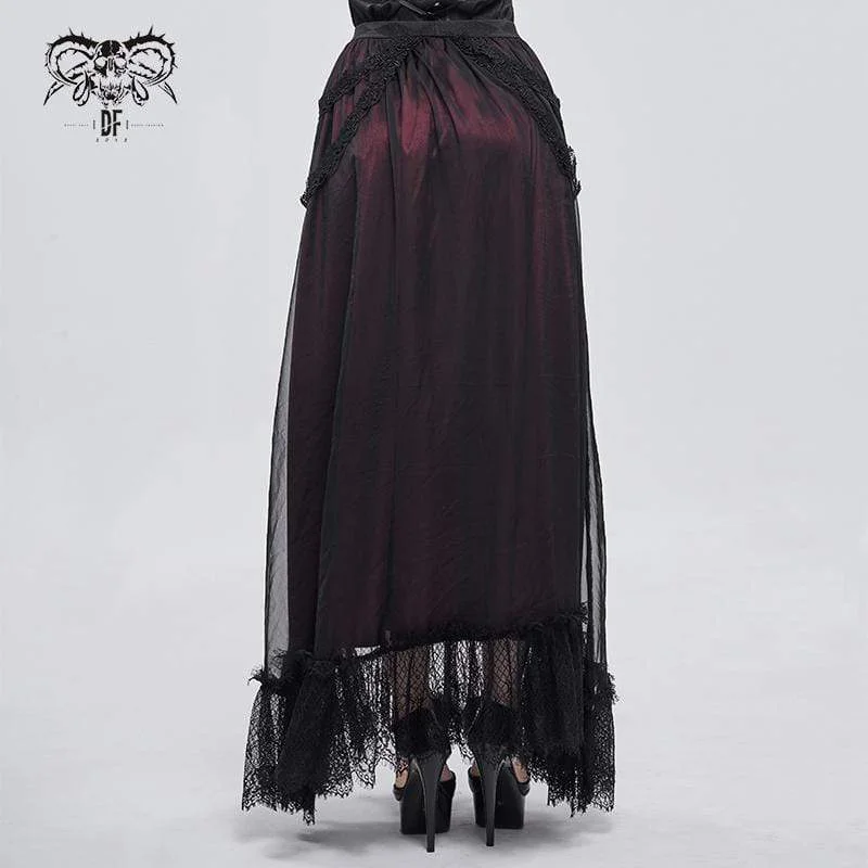 Women's Gothic Floral Lace Splice Layered Skirt