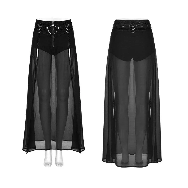 Women's Gothic Front Zip Shorts With Overskirts