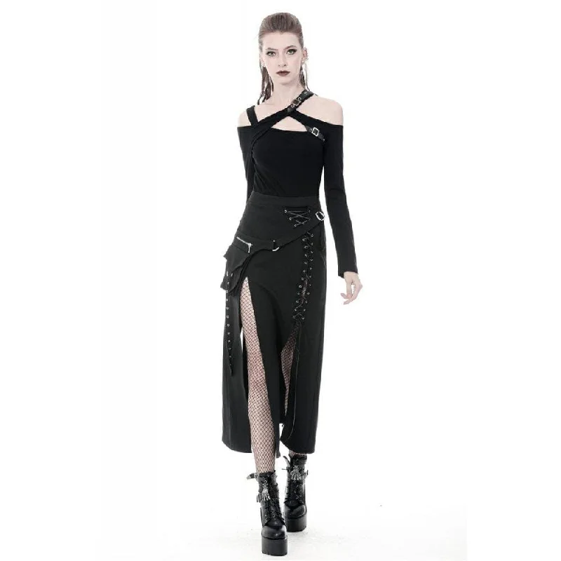 Women's Punk Sexy Slit Irregular Long Skirts