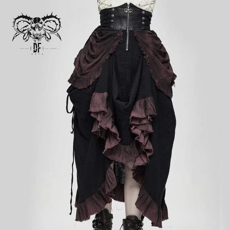 Women's Vintage High-Waisted Gorgeous Muti-layered Ruched Skirts Gowns