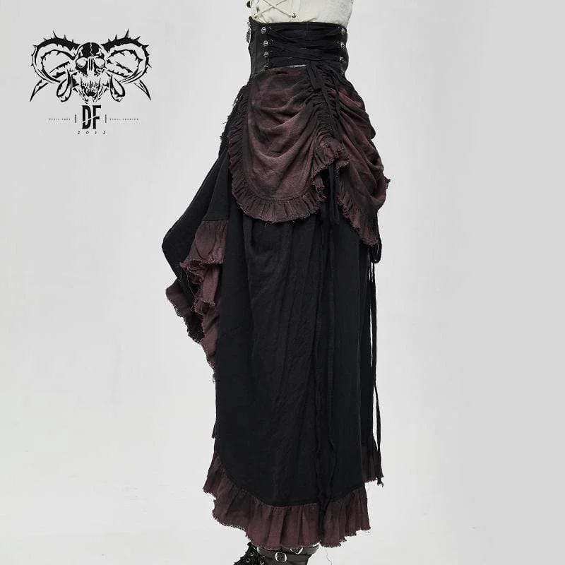 Women's Vintage High-Waisted Gorgeous Muti-layered Ruched Skirts Gowns