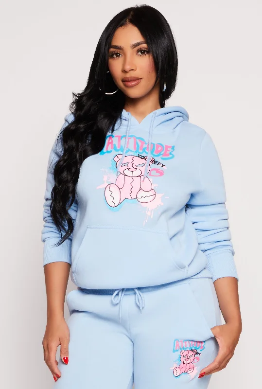 Attitude Bear Graphic Pullover Hoodie